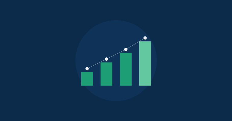 Illustration of an upward-trending bar chart representing SEO ranking growth