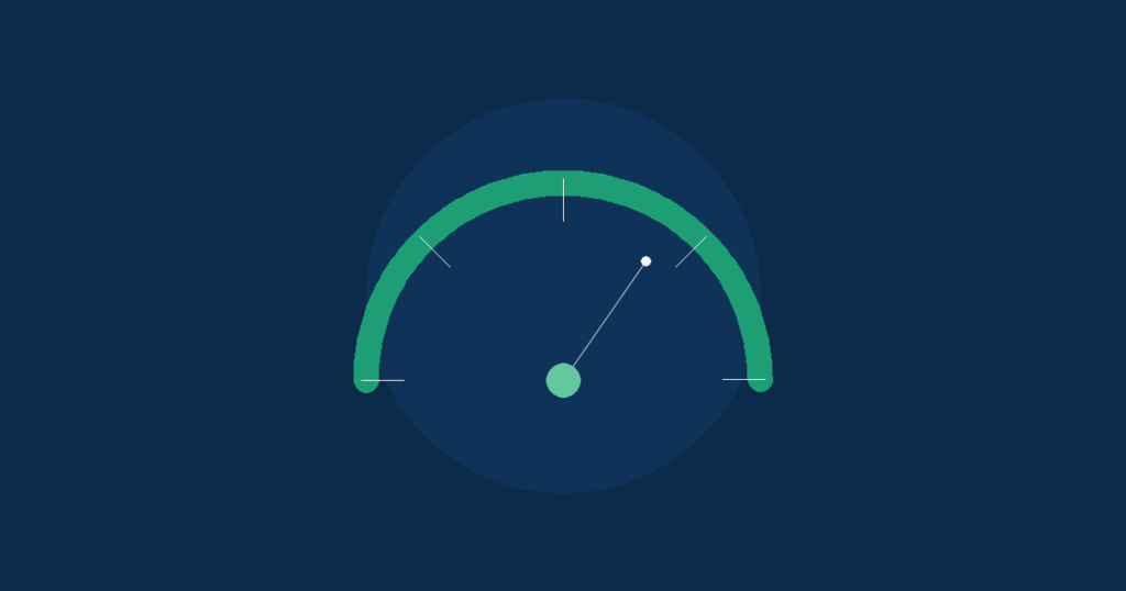 Illustration of a speedometer gauge representing website speed