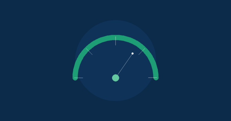 Illustration of a speedometer gauge representing website speed