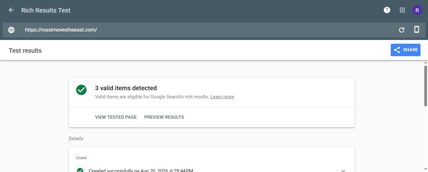 Final Rich Results Test verification after deploying custom RealEstateAgent schema plugin