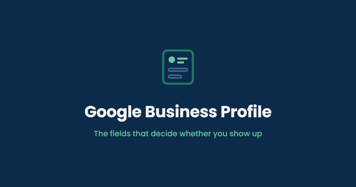 A Google Business Profile card with its first fields filled in and the remaining fields left empty