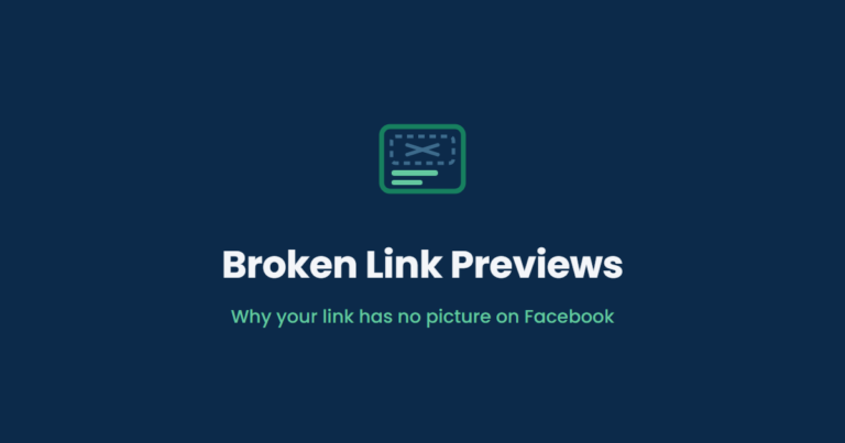 A link preview card with an empty crossed-out image slot above two filled text lines